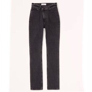 Abercrombie 90s Ultra High Rise  Slim Straight Jeans Black Stretch Size 25